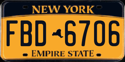 NY license plate FBD6706