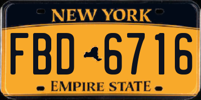 NY license plate FBD6716