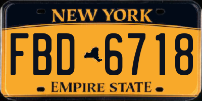 NY license plate FBD6718