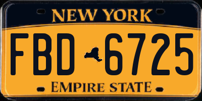 NY license plate FBD6725