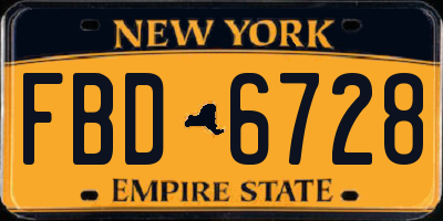 NY license plate FBD6728