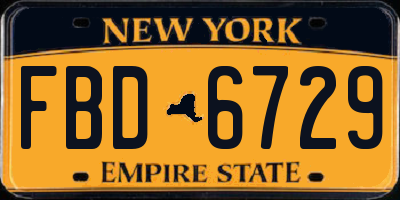NY license plate FBD6729