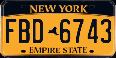 NY license plate FBD6743