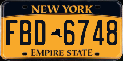 NY license plate FBD6748