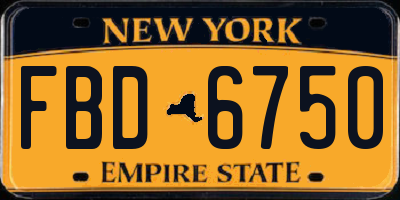 NY license plate FBD6750