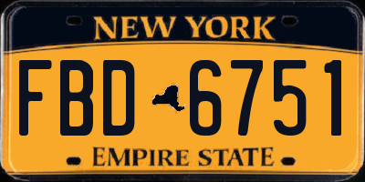 NY license plate FBD6751
