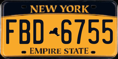 NY license plate FBD6755