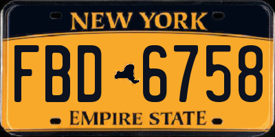 NY license plate FBD6758