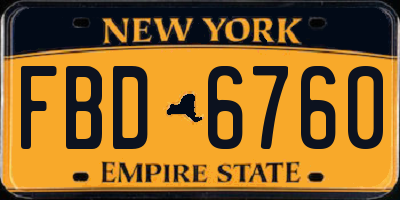 NY license plate FBD6760