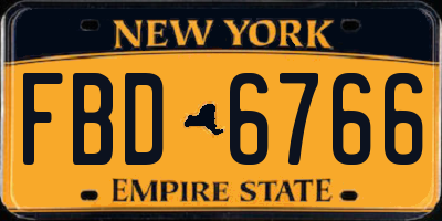 NY license plate FBD6766