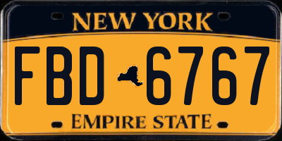 NY license plate FBD6767