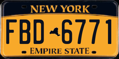 NY license plate FBD6771
