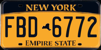 NY license plate FBD6772