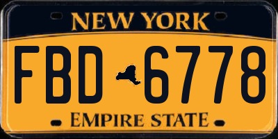 NY license plate FBD6778