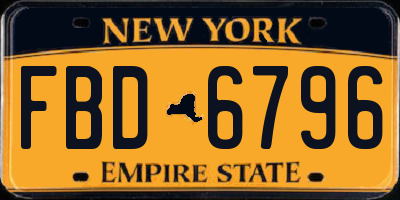 NY license plate FBD6796