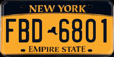 NY license plate FBD6801