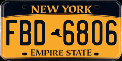 NY license plate FBD6806