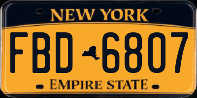 NY license plate FBD6807