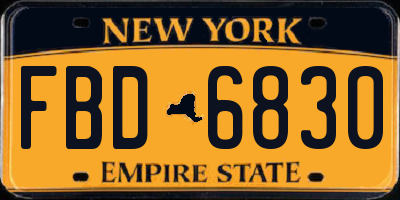 NY license plate FBD6830