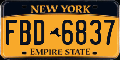NY license plate FBD6837