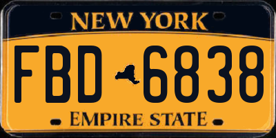 NY license plate FBD6838