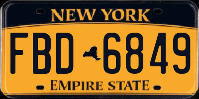 NY license plate FBD6849