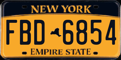 NY license plate FBD6854