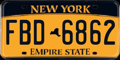 NY license plate FBD6862