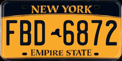 NY license plate FBD6872