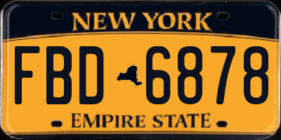 NY license plate FBD6878