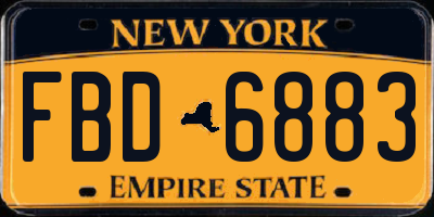 NY license plate FBD6883