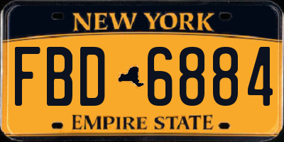 NY license plate FBD6884