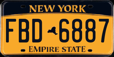 NY license plate FBD6887