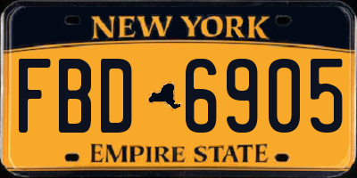 NY license plate FBD6905