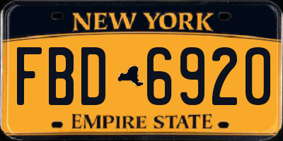 NY license plate FBD6920