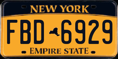 NY license plate FBD6929