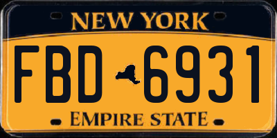 NY license plate FBD6931