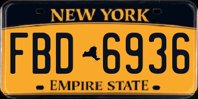NY license plate FBD6936