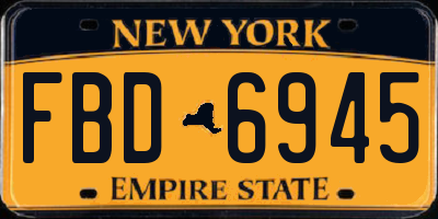 NY license plate FBD6945