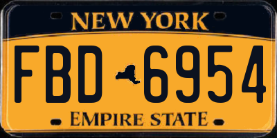 NY license plate FBD6954