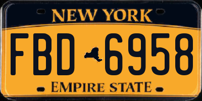 NY license plate FBD6958
