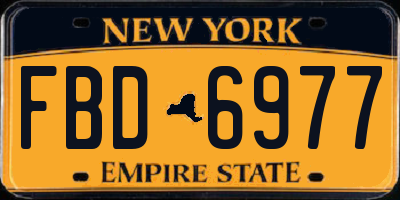NY license plate FBD6977