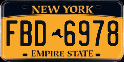 NY license plate FBD6978