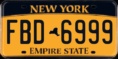 NY license plate FBD6999