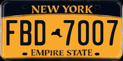 NY license plate FBD7007