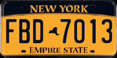 NY license plate FBD7013