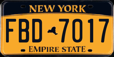 NY license plate FBD7017