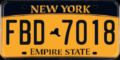 NY license plate FBD7018