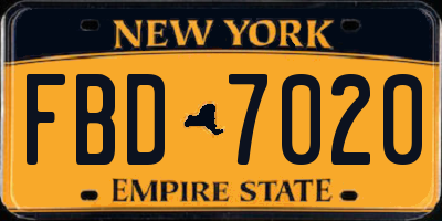 NY license plate FBD7020