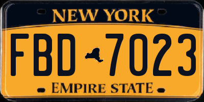 NY license plate FBD7023